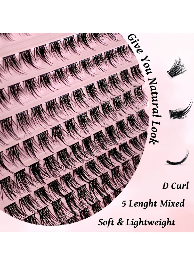 خاجول عبوة من 120 رموش صناعية منفوشة، وصلات رموش اصطناعية لمظهر طبيعي، قابلة لإعادة الاستخدام مع لاصق لاصق (أسود) - Image 4